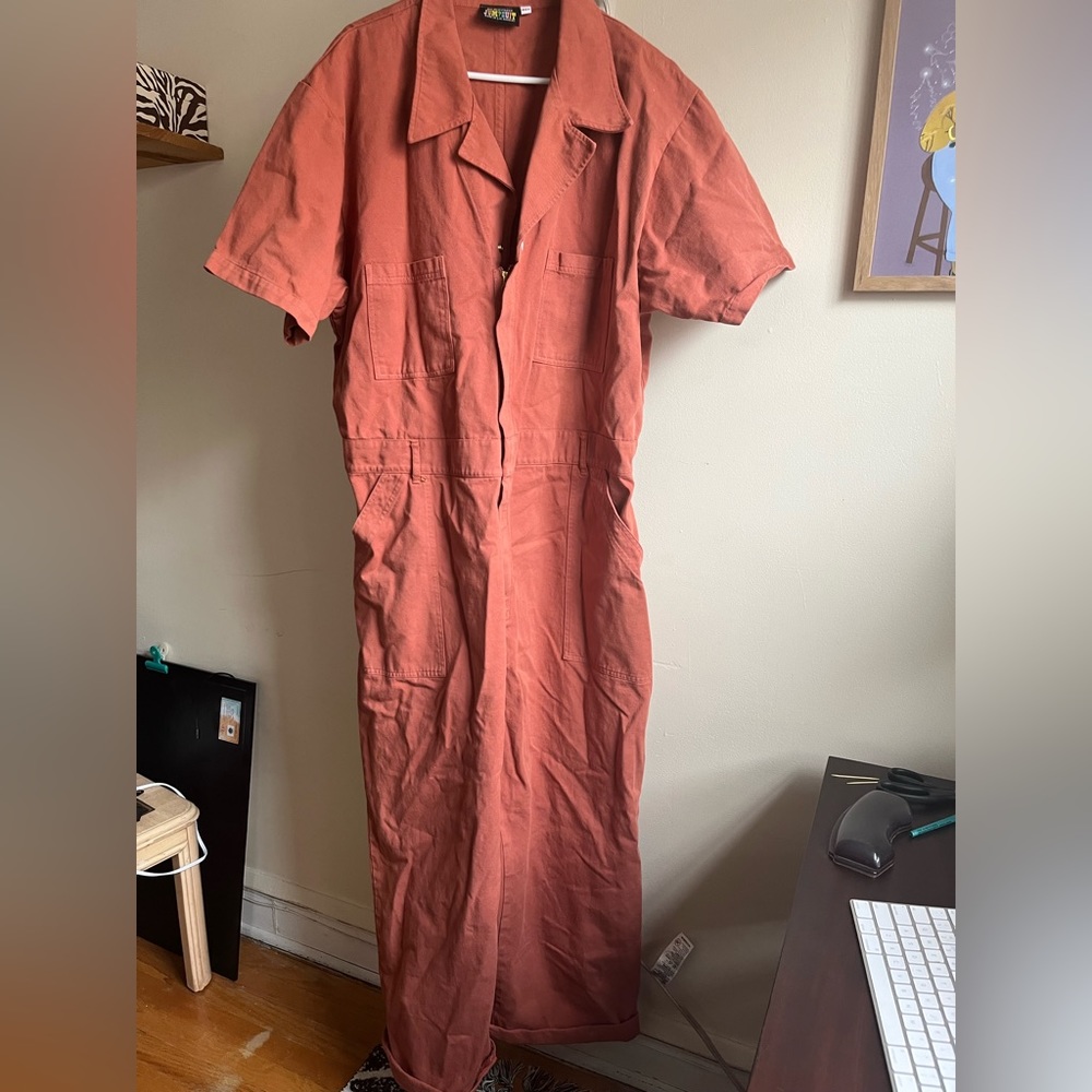 Big Bud Press short sleeve jumpsuit in clay/terracotta rust red 4XL